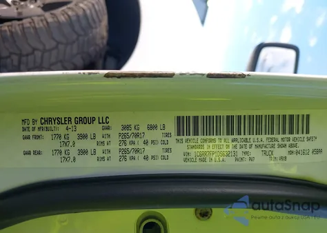 2013 Ram 1500 Tradesman from USA, damaged, VIN 1C6RR7FP1DS632131